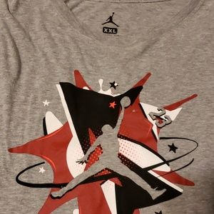 Jordan Shirts - Jordan gray w/ red, white and black print shirt Jordan Shirts - Jordan gray w/ red, white and black print shirt